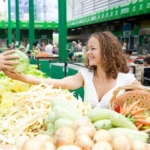 woman buying organic food