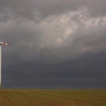 dark and cloudy farm field