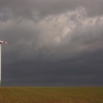 dark and cloudy farm field